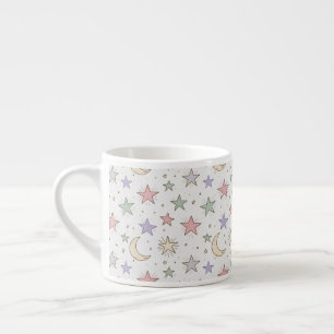 Taza De Espresso Patrón caprichoso de luna y estrellas
