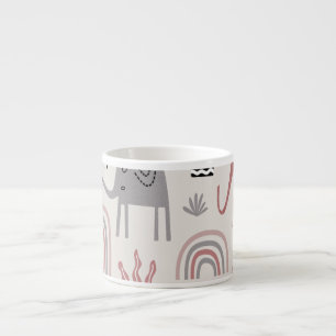 Taza De Espresso patrón con elefantes y jirafas lindos gigante