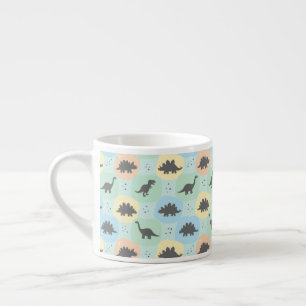 Taza De Espresso Patrón continuo de silueta de dinosaurio prehistór