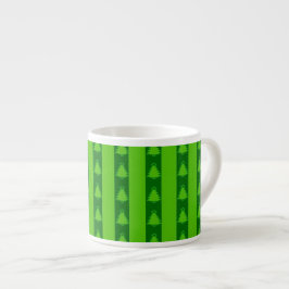 Taza De Espresso Patrón de árbol de navidad con rayas verdes