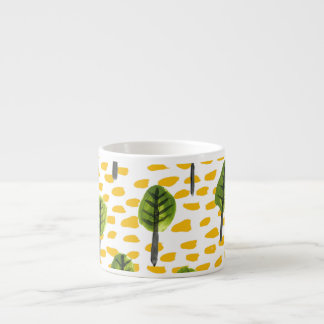 Taza De Espresso Patrón de árbol negro verde Naive