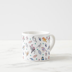 Taza De Espresso Patrón de aves primaverales