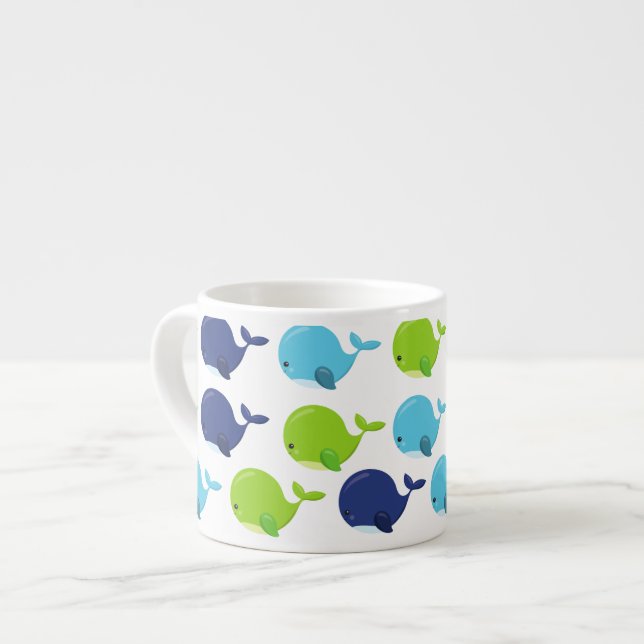 Taza De Espresso Patrón De Ballenas, Ballenas Cuestas, Animales Mar (Izquierda)