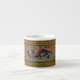Taza De Espresso Patrón de bordado en seda de dragón chino antiguo