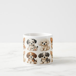 Taza De Espresso Patrón de cachorros adorables tejidos