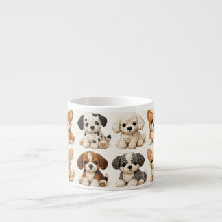 Taza De Espresso Patrón de cachorros adorables tejidos