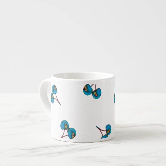 Taza De Espresso Patrón de cerezas azules (Izquierda)