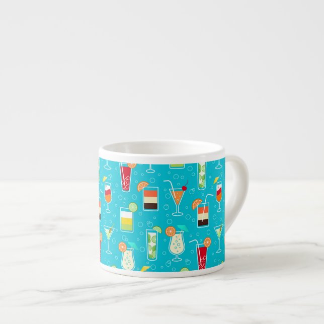 Taza De Espresso Patrón de cóctel en el fondo Verde azulado (Derecha)