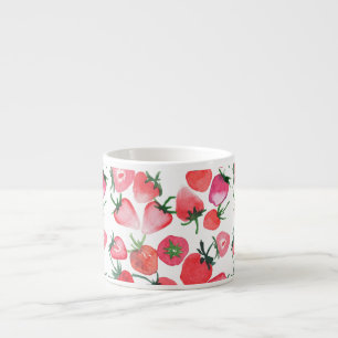 Taza De Espresso Patrón de color de agua Juicy Red Strawberries