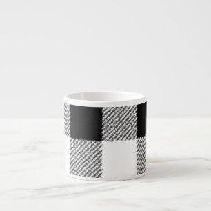 Taza De Espresso Patrón de comprobación de Gingham blanco y negro