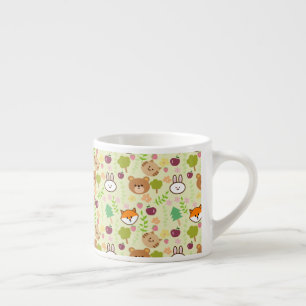 Taza De Espresso patrón de conejo, oso, zorro y gato