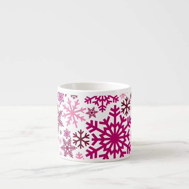 Taza De Espresso Patrón de copo de nieve navideño (Frente)