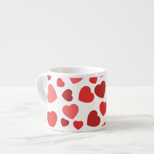 Taza De Espresso Patrón De Corazones, Corazones Rojos, Patrón De Co
