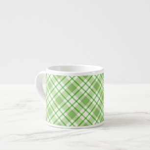 Taza De Espresso Patrón de cuadros diagonales verde claro