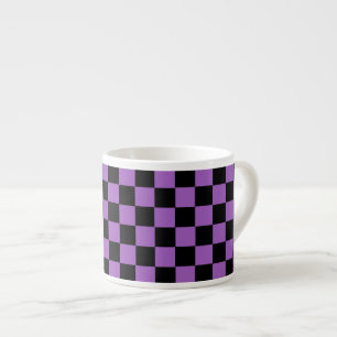 Taza De Espresso Patrón de cuadros lavanda y negro