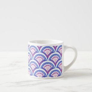 Taza De Espresso patrón de damasco floral azul