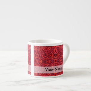 Taza De Espresso Patrón de damasco tribal rojo