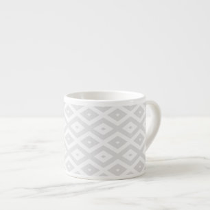 Taza De Espresso Patrón de diamante gris claro y blanco