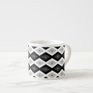 Taza De Espresso Patrón de diamante negro, blanco y gris