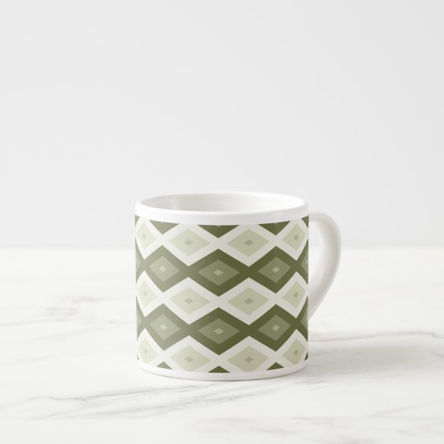 Taza De Espresso Patrón de diamante verde oliva (Derecha)