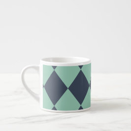 Taza De Espresso Patrón de diamante verde y azul marino