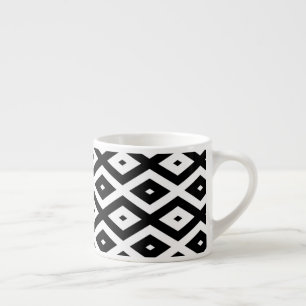 Taza De Espresso Patrón de diamantes en blanco y negro