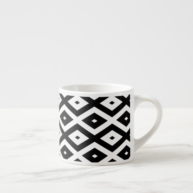 Taza De Espresso Patrón de diamantes en blanco y negro (Derecha)