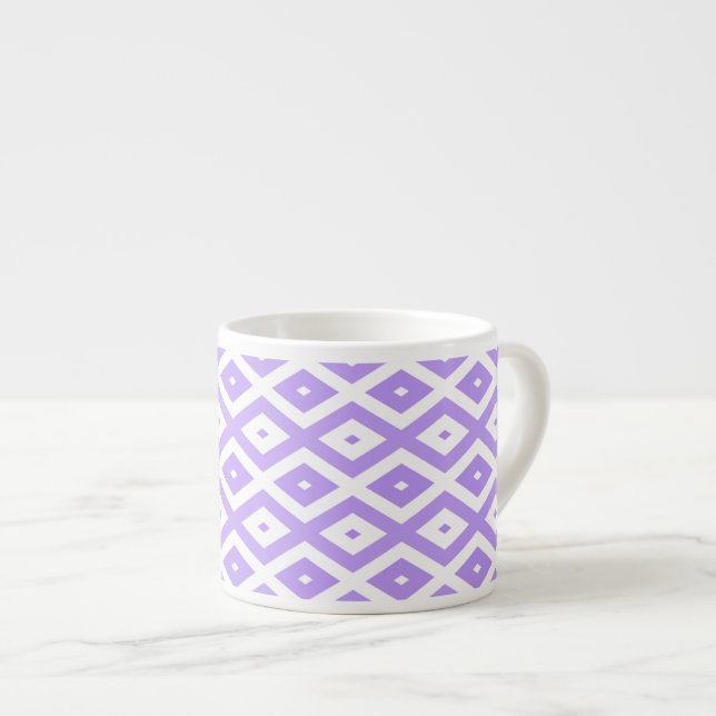 Taza De Espresso Patrón de diamantes morado y blanco (Derecha)
