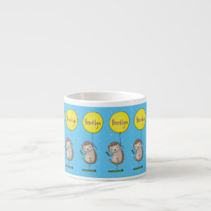 Taza De Espresso Patrón de dibujos animados de erizo lindo y globo