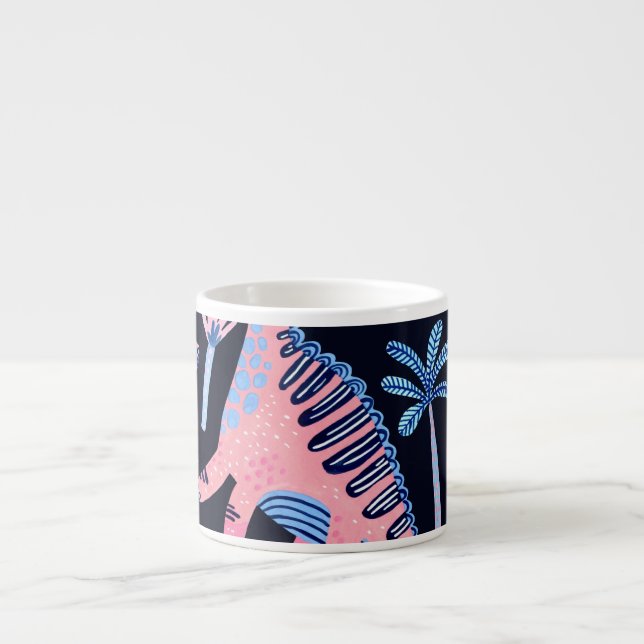 Taza De Espresso Patrón de dinosaurios personalizados. (Frente)