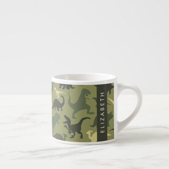 Taza De Espresso Patrón de dinosaurios, silueta de dinosaurios, tu  (Derecha)
