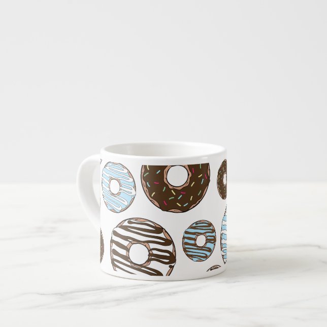 Taza De Espresso Patrón De Donuts, Donuts Azules, Donuts Marrones (Izquierda)
