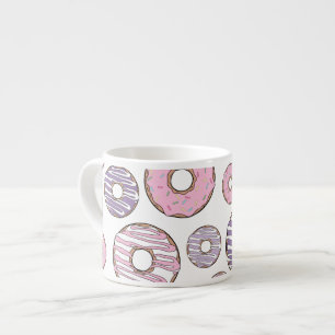 Taza De Espresso Patrón De Donuts, Donuts Rosados, Donuts Morados