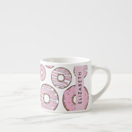 Taza De Espresso Patrón De Donuts, Donuts Rosados, Gritos, Su Nombr