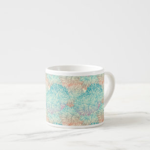 Taza De Espresso Patrón de Doodle Floral Multicolor