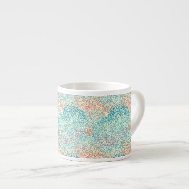 Taza De Espresso Patrón de Doodle Floral Multicolor (Derecha)