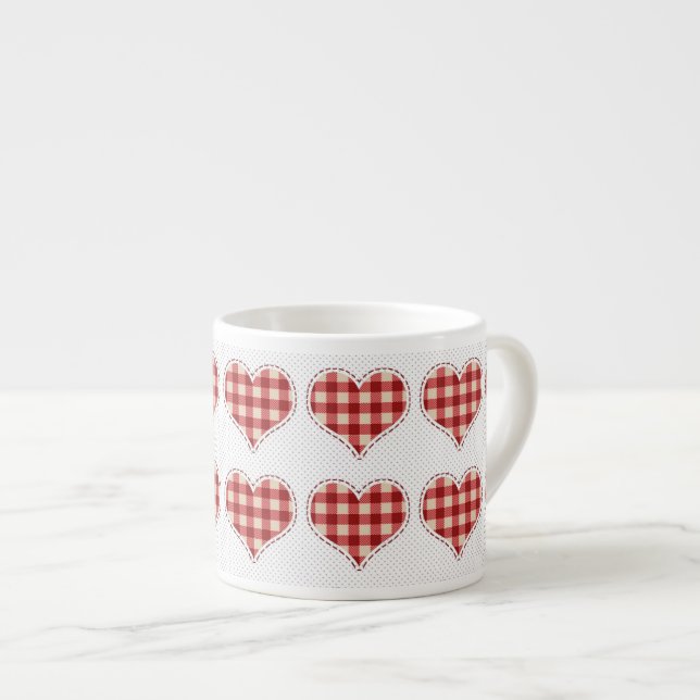 Taza De Espresso Patrón de Dotty de Corazón Rojo Cuto (Derecha)