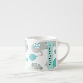 Taza De Espresso Patrón De Elefantes, Elefantes Cutos, Tu Nombre