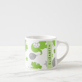 Taza De Espresso Patrón de elefantes verdes, estrellas, tu nombre