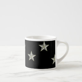 Taza De Espresso Patrón de estrellas grises en negro