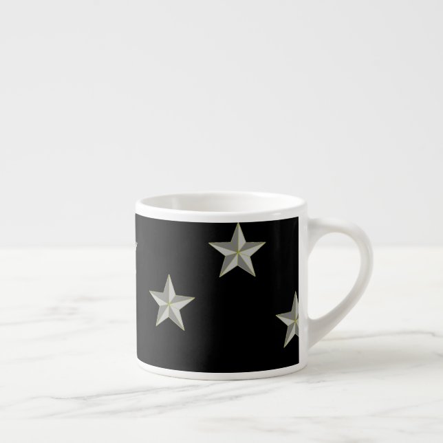 Taza De Espresso Patrón de estrellas grises en negro (Derecha)