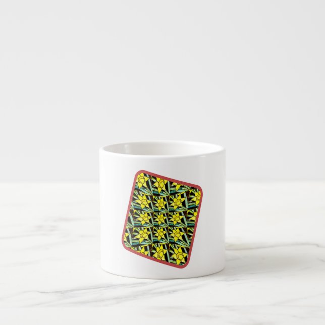 Taza De Espresso Patrón de flores amarillas y valiosas (Frente)