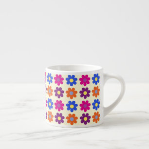 Taza De Espresso Patrón de flores de centavo retro lindo