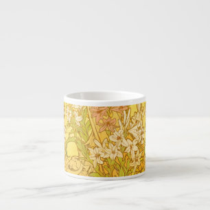 Taza De Espresso Patrón de flores de lirio de Alphonse Mucha: Art N