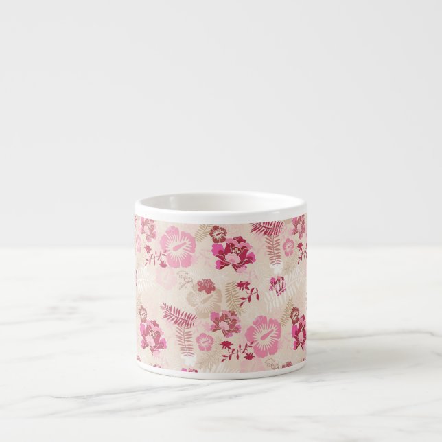 Taza De Espresso Patrón de flores modernas rosadas finas zapatillas (Frente)