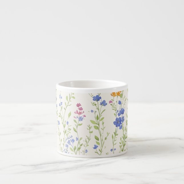Taza De Espresso Patrón de flores silvestres (Frente)