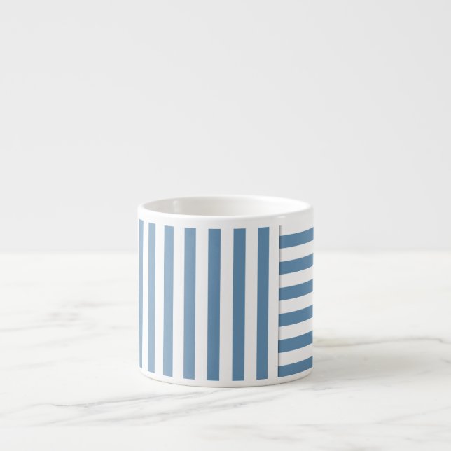 Taza De Espresso patrón de franja blanca azul (Frente)