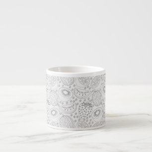 Taza De Espresso Patrón de frutos tropicales sin soldadura negro y 
