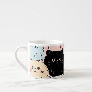 Taza De Espresso Patrón de gato pastel adorable Gatito esponjoso
