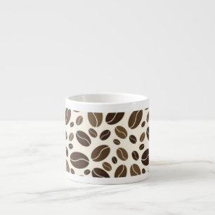 Taza De Espresso Patrón de Granos de Café Marrón 